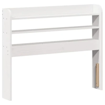 Abbildung von vidaXL Kopfteil, Bettkopfteil mit Ablagen, Freistehend Betthaupt für Holzbett Einzelbett, Holzkopfteil Bettzubehör Schlafzimmer, Weiß 100cm Massivholz Kiefer