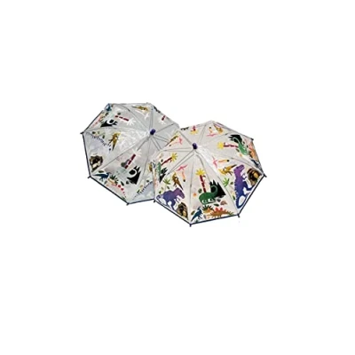 Abbildung von Floss &amp; Rock Dino Regenschirm für Kinder, transparent, Farbwechsel, 50 cm, mehrfarbig