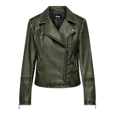 Abbildung von ONLY Bandkragen ÄRMELBÜNDCHEN MIT Reissverschluss Kunstlederjacke, Damen, Größe: Small, Deep depths
