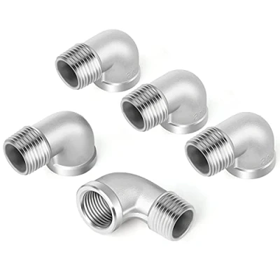 Abbildung von ERGAOBOY 5 Stück 304 Edelstahl 90 Grad Winkelverbinder, 1/2&quot; Außengewinde auf Innengewinde BSP Rohrfittings