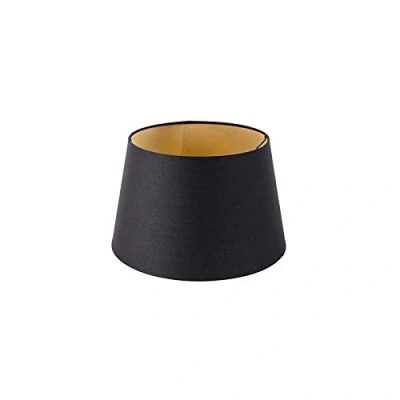 Abbildung von QAZQA Modern Baumwolle Baumwolllampenschirm schwarz 32I25I18 mit Gold I Messingenem Interieur,