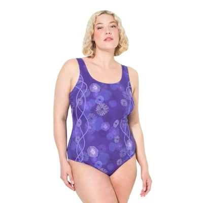 Abbildung von Ulla Popken SANS Bonnets MOULÉS MÉDUSES Fronces Badeanzug, Damen, Größe: 54, Purple