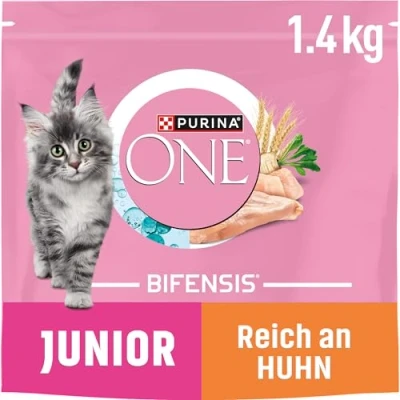 Abbildung von PURINA ONE BIFENSIS JUNIOR 112 Katzenfutter Kitten trocken, reich an Huhn, 6er Pack (6 x 1,4kg)