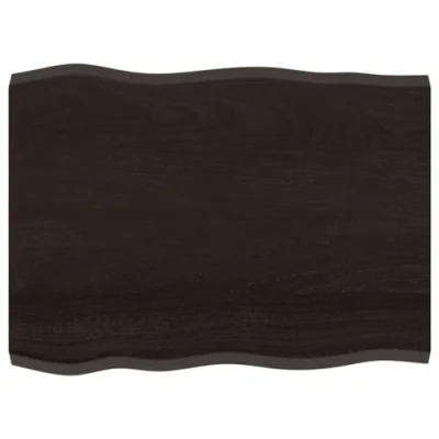 Abbildung von vidaXL Tischplatte, Holzplatte für Tisch Esstisch Couchtisch, Massivholzplatte Handgefertigt mit Baumkante, Ersatztischplatte, Dunkelbraun 80x60x(2 4) cm Massivholz Behandelt