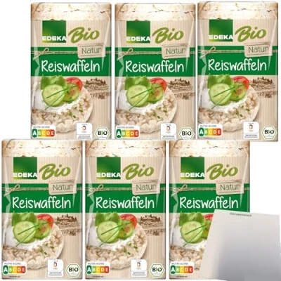 Abbildung von Edeka Bio Reiswaffeln natur ungesalzen mit Sesam verfeinert 6er Pack (6x100g Packung) + usy Block