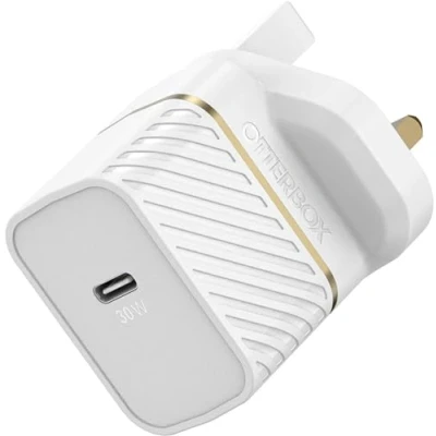 Abbildung von OtterBox USB C PD GaN UK Ladegerät 30W, Schnellade Gerät für Smartphone und Tablet, Sturzgeschützt Robust, Weiß