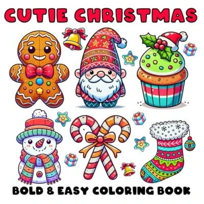 Abbildung von Cutie Christmas: Bold &amp; Easy Coloring Book for Teens Adults, Featuring Cute Simple Christmas Designs Stress Relief Relaxation