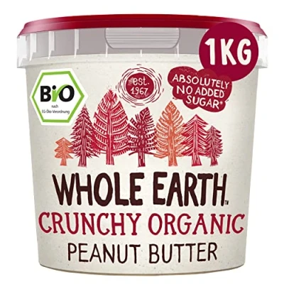 Abbildung von Whole Earth Bio Erdnussbutter Crunchy Peanut Butter Vegan Naturprodukt ohne Palmöl zugesetzten Zucker Protein Perfekt für Sportler 1kg