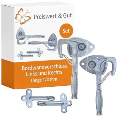 Abbildung von Preiswert &amp; Gut Bordwandverschluss Nr1 Links und rechts Ladebordwandhaken Winkelhebelverschluss