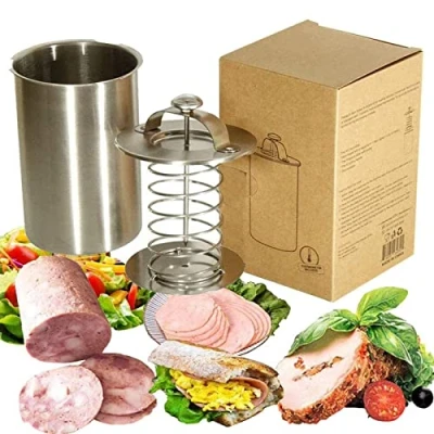 Abbildung von JasCherry Edelstahl Druck Schinken Kocher Schinkenpresse für Gesunde Wurst Hausgemachte Fleisch Presse mit Thermometer Schinkenkocher Pot Bacon Sandwich