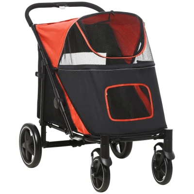 Abbildung von PawHut Hundebuggy Haustierwagen Klappbar Katzenbuggy mit 2 Sicherheitsleinen, (1 tlg), bis 30 kg für mittelgroße Hunde