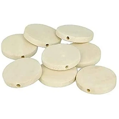Abbildung von Artemio 18 Flache Holzperlen, 25 mm, Holz, beige, perles de