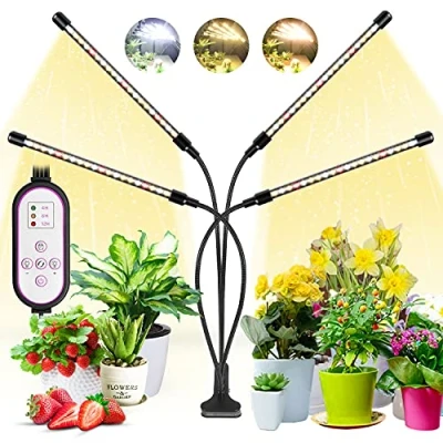 Abbildung von wolezek Pflanzenlampe LED,Pflanzenlicht,80 LEDs Pflanzenleuchte 3000K 5000K 660nm Wachsen licht Vollspektrum für Zimmerpflanzen mit Zeitschaltuhr,10 Arten von Helligkeit&amp;3 Lichter Modi Gemüse