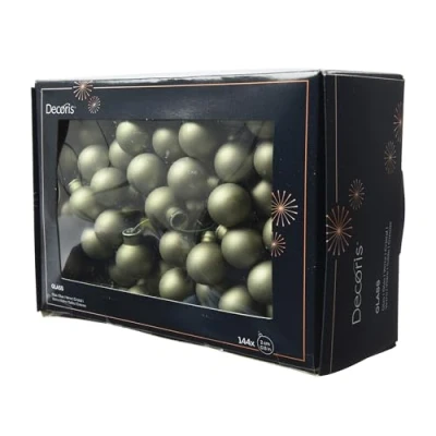 Abbildung von Kaemingk Weihnachtskugeln am Draht Glas 2cm x 144 Stück Spiegelbeeren Matt kleine Dekokugeln Christbaumschmuck &amp; Weihnachtsdeko Rosmarin