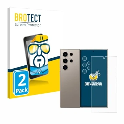Abbildung von BROTECT (2 Stück Schutzfolie für Samsung Galaxy S24 Ultra (case friendly) (Display+Kamera) Displayschutz Folie Klar