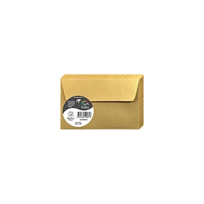 Abbildung von Clairefontaine 50081C Packung mit 20 Umschlägen Pollen selbstklebend, 9x14cm, 120g, ideal für Ihre Einladungen und Korrespondenz, Gold, 1 Pack