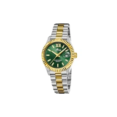 Abbildung von Lotus Chronograph Damenuhr Edelstahl silber gold, (Chronograph), Damen Armbanduhr rund, mittel (ca. 32,5mm),