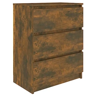 Abbildung von vidaXL Sideboard, Kommode mit viel Stauraum, Schrank 3 Schubladen, Schubladenschrank Anrichte für Wohnzimmer, Räuchereiche 60x35x76cm Holzwerkstoff