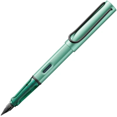 Abbildung von Lamy AL star mint Füller Füllhalter mit ergonomischem Griff &amp; polierter Stahlfeder in Strichbreite M leichtes Aluminiumgehäuse inkl. Tintenpatrone T 10 blau Rechtshänder