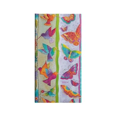 Abbildung von Paperblanks 12 Monatskalender 2024 Kolibri und Schmetterlinge Verso Schlank (95 x 180 mm)