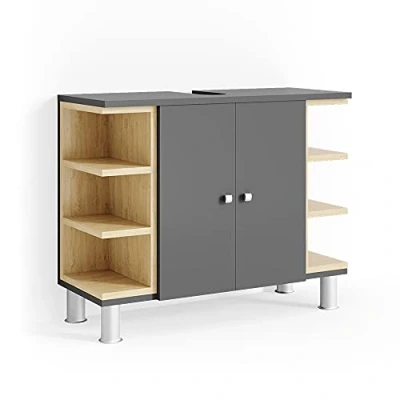 Abbildung von Vicco Waschbeckenunterschrank Aquis, Anthrazit/Sonoma, 79 x 64 cm