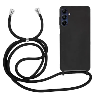 Abbildung von MyGadget Handykette für Samsung Galaxy A15 5G [ Hülle mit verstellbaren Band ] TPU Handyhülle Handyband zum Umhängen Kordel Schnur Case Schutzhülle Schwarz