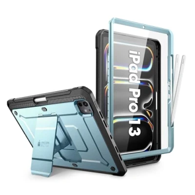 Abbildung von SUPCASE für iPad Pro 13 Zoll Hülle M4 2024 7th Generation mit Stifthalter Bumper Case 360 Grad Schutzhülle Cover [Unicorn Beetle Pro] Displayschutz und Ständer (Grün)