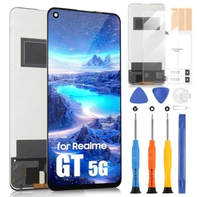Abbildung von ARSSLY für Oppo Realme GT 5G LCD Bildschirm RMX2202 TFT Touchscreen Ersatz Assembly mit Reparatur Set (Schwarz, ohne Fingerabdruck Unlocking)