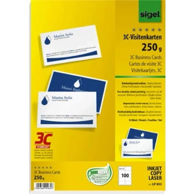 Abbildung von Sigel Visitenkarten 3C beidseitig bedruckbar Ink/Laser/Copy 250g/qm ho
