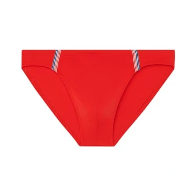 Abbildung von HOM Herren Micro Nautical Cup Badehose Swim Briefs, Rot gestreiftes Band, 50