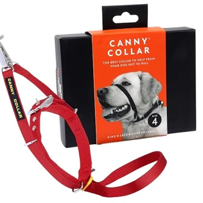 Abbildung von Canny Collar Hundehalfter Anti Zug Halsband für mittelgroße Hunde Verhindert, DASS Ihr Hund an der Leine zieht Kopfgeschirr Mit Gepolstertem Rot Größe 4