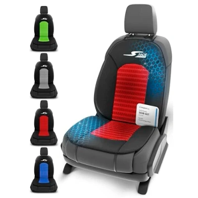 Abbildung von Walser Car Comfort Auto Sitzauflage S Race, Auszeichnung Sehr Gut* Autositzauflage, Sitzkissen PKW, Universal Sitzschoner Auto, Vordersitze, Sitzunterlage rot/schwarz