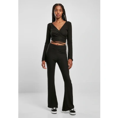 Abbildung von Urban Classics Cropped Wrapped Langarmshirt, Damen, Größe: Medium, Black
