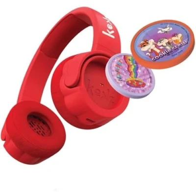 Abbildung von Kekz Starterset Premium Kekzhörer Rot mit Audiochip, Hörspiel für Kinder, Unterhaltung ohne Screen, Ideal auf Reisen, Im Auto oder Zuhause, Selbst Geschichten einsprechen, 90 min Audioinhalte