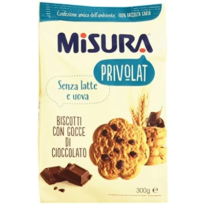 Abbildung von 6x Misura Biscotti con Gocce di Cioccolato Privolat Kekse mit Schokoladenchips ohne Milch und Eier 290g + Italian Gourmet polpa 400g