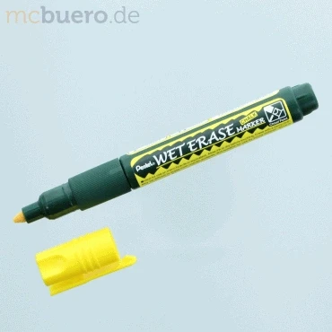 Abbildung von Pentel SMW26 GO Wet Erase Marker, Kreidemarker, Feucht abwischbar, Keilspitze, 1 Stück, Gelb