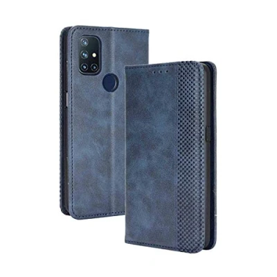 Abbildung von KERUN Hülle für OnePlus Nord N10 5G, Leder Flip Klappbar Lederhülle, TPU Folio Wallet Cover Stand [Kartenslots] Schutzhülle Case 5G. Blau