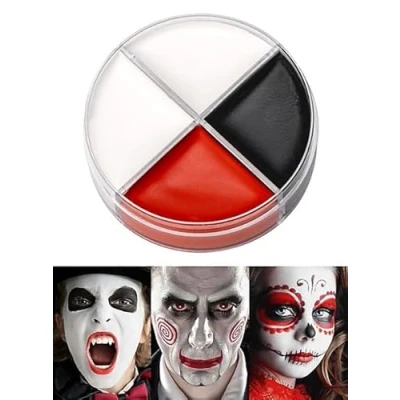 Abbildung von Professionelle Theater Schminke Creme Make up schwarz weiß rot 15 ml Dose 3 Farben Halloween Karneval Motto Party