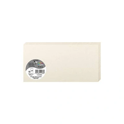 Abbildung von Clairefontaine 22586C Packung mit 25 Karten Pollen, Format DL (10,6x21,3cm), gefaltet, 210g, ideal für Ihre Einladungen und Korrespondenz, Perlmutt Elfenbein, 1 Pack