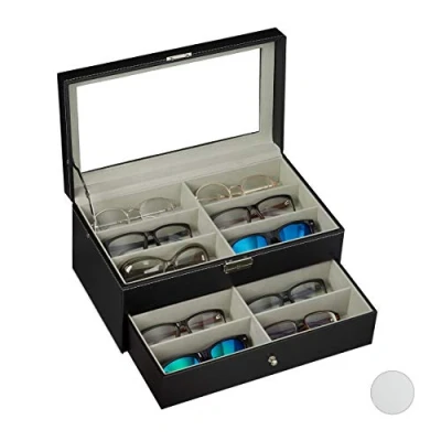 Abbildung von relaxdays Brille Brillenbox für 12 Brillen, Schwarz
