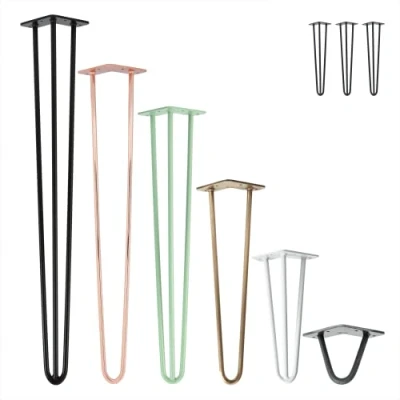 Abbildung von Natural Goods Berlin 3X Hairpin Leg Tischbeine 12mm Stahl viele Farben alle Größen (40cm 3 Streben Sitzbank/Couchtisch, Antik Roségold)