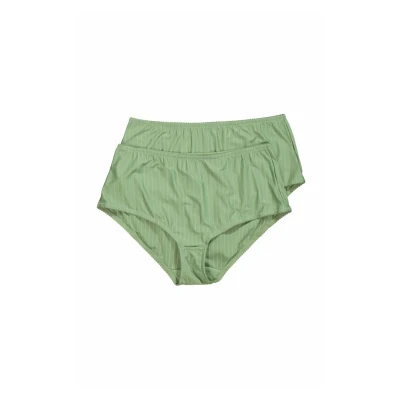 Abbildung von Ulla Popken 2ERPACK Nadelstreifen HÖHER Geschnitten Slip, Damen, Größe: 54/56, Moss green
