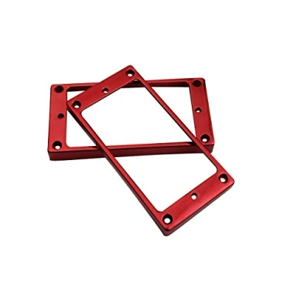 Abbildung von Guyker Curved Bottom Metal Humbucker Pickup Mounting Ring Set Bridge and Neck Pickups Cover Frame Replacement Compatible with Les Paul LP Style Electric Guitar or Precision Bass(2PCS, Rose Red)