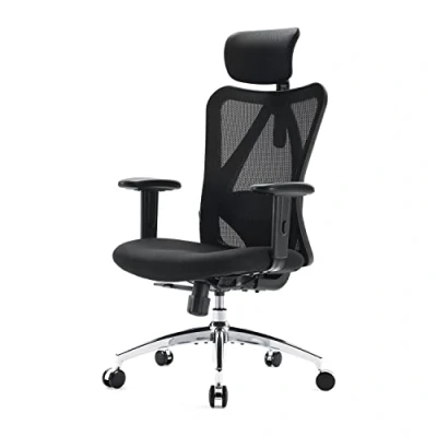 Abbildung von SIHOO Bürostuhl Ergonomischer Schreibtischstuhl, Drehstuhl hat Verstellbarer Lordosenstütze, Kopfstütze und Armlehne, Höhenverstellung Wippfunktion, Rückenschonend, Bis 150kg/330LB Belastbar