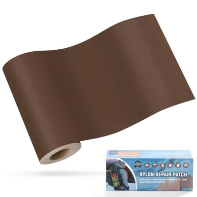 Abbildung von Nylon Selbstklebende Patches, OAZ 1 Rolle 10x160cm Selbstklebender Wasserdichte Reparatur Patch, Flicken Selbstklebend Braun, für Zelte, Daunenjacke, Schlafsack, Tasche