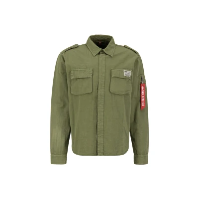 Abbildung von Alpha Industries Urban Military Shirt Hemd, Herren, Größe: Medium, Dark olive