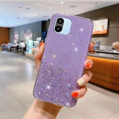 Abbildung von Glitzernder Transparenter Hülle Sternenhimmel Kompatibel mit Xiaomi Redmi A2/Redmi A1 Case TPU Schutzabdeckung für Schlankes Anti Stoß Handyhülle