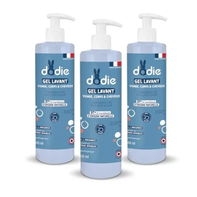 Abbildung von Dodie Set mit 3 x Reinigungsgel in 1, (3 500 ml), Gesichts , Körper und Haarreinigung, 92 prozent Inhaltsstoffe natürlichen Ursprungs, hypoallergen, ab der Geburt