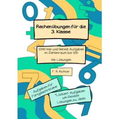 Abbildung von Rechenübungen für die 3. Klasse: 1000 Mal und Geteilt Aufgaben im Zahlenraum bis 100 Fortgeschrittene mit Lösungen