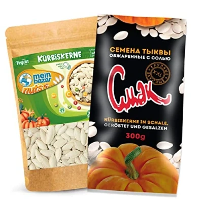 Abbildung von 4in1 MEIN BAZAR DOVGAN Kürbiskerne Set geröstet gesalzen ungeschält 1x MeinBazar 100g + 4x 300g